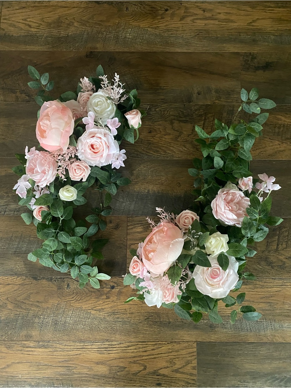 Soft Pink and Cream Floral Arch or Swag flowers, Lings Moment wedding flowers